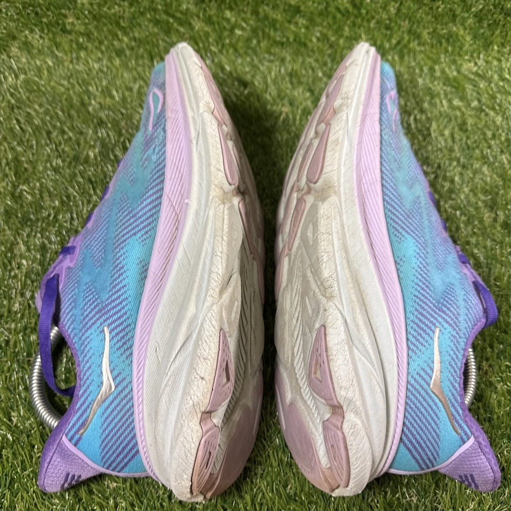 HOKA Clifton 9 Running Shoes Womens Size 8.5 Teal Purple Cushioned No Insoles - Picture 8 of 11